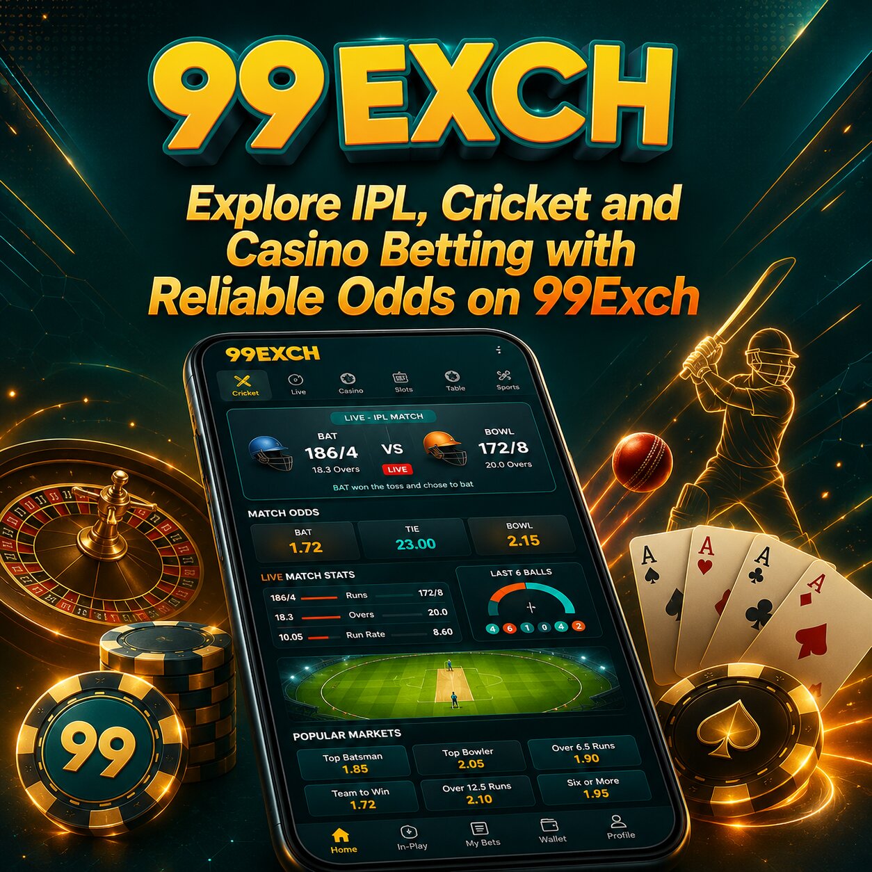 Explore IPL, Cricket and Casino Betting with Reliable Odds on 99Exch